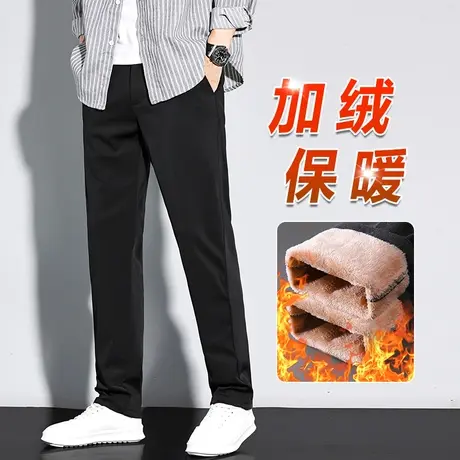 秋冬款冬季加厚保温抓绒西裤冬天2023年新款男士加绒防寒休闲裤子商品大图