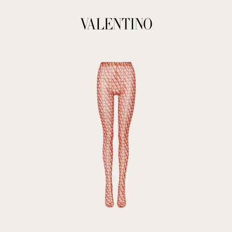 【季末优惠】华伦天奴VALENTINO女士V标志印花连裤袜图片