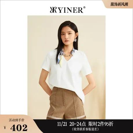 YINER音儿女装秋季设计感上衣短袖薄款针织衫图片