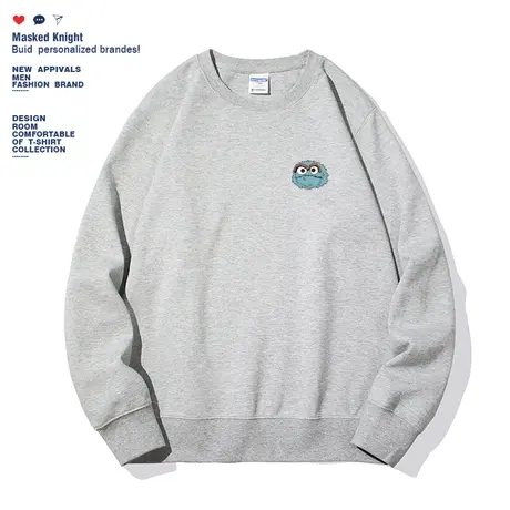 简约字母日系卡通印花休闲上衣男2022秋季新款潮牌圆领宽松卫衣男商品大图