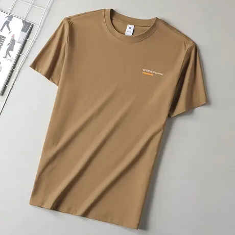 重磅纯棉短袖t恤男圆领上衣服美式潮流夏季液氨长绒棉半袖打底衫商品大图