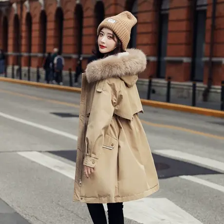 时尚狐狸毛领保暖派克服商品大图