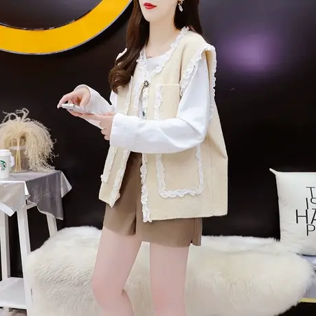 小香风针织马甲外套女2023年新款早秋宽松显瘦百搭马夹背心商品大图