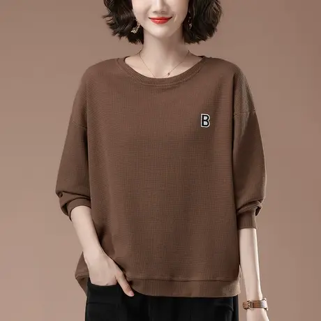 中老年妈妈卫衣女春秋薄款加肥加大码女装宽松遮肚子显瘦无帽上衣商品大图