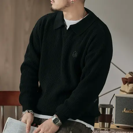 百搭慵懒风毛衣男柔顺亲肤舒适定制精梳混纺睛纶棉长袖百搭毛衣商品大图