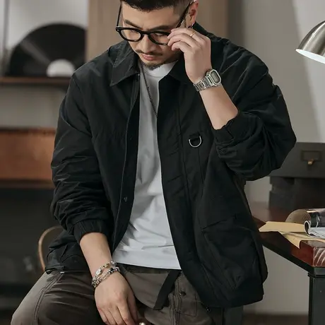 复古男士外套宽松春秋男装高密棉锦横纹条男春秋休闲外套百搭男装图片