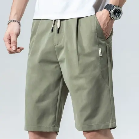 夏季超薄款军绿色工装休闲短裤男士2024新款夏天冰丝凉凉中裤外穿商品大图
