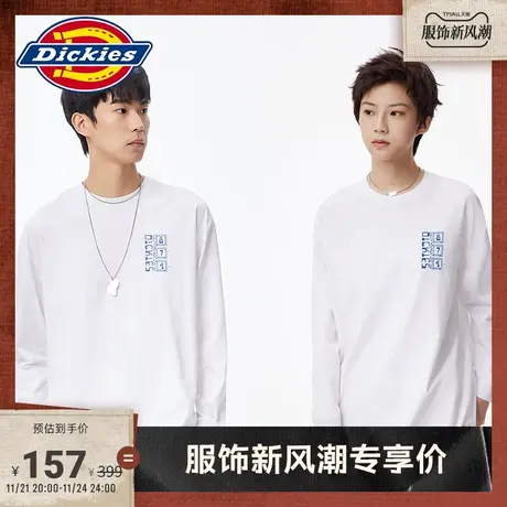 Dickies商场同款秋冬工装灵感图案印花圆领长袖T恤 宽松上衣商品大图