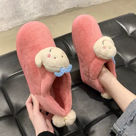 棉拖鞋女冬季家居包跟室内家用保暖可爱卡通情侣厚底月子毛绒冬天商品大图