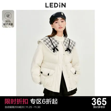 乐町翻领小香风羽绒服休闲冬季新款短款羽绒女款宽松时尚图片
