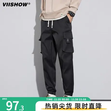 VIISHOW工装裤子男冬季2023潮牌学生束脚青少年运动男士休闲长裤商品大图