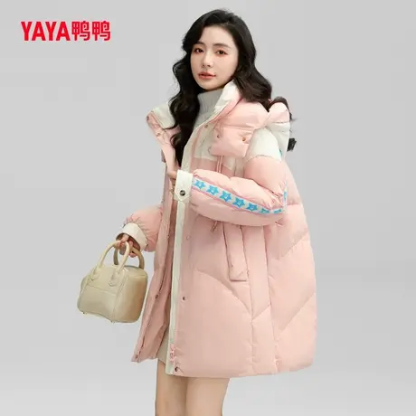 鸭鸭羽绒服女2023冬季新品中长款时尚百搭连帽加厚保暖外套Y图片