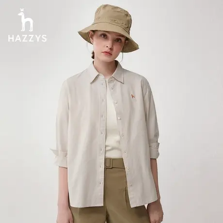 【宽松衬衫】Hazzys哈吉斯24春季新品牛津纺气质上衣纯棉白衬衣女图片