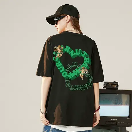 Nuthink夏季欧美潮牌小众设计感短袖T恤字母印花上衣中性风大码男商品大图