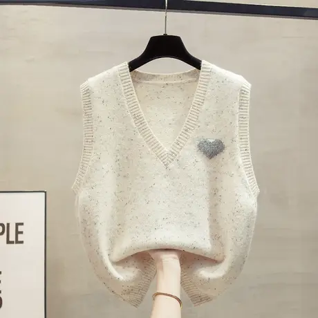 花纱v领针织马甲背心女2025春秋新款宽松外穿马夹叠穿毛衣坎肩潮商品大图