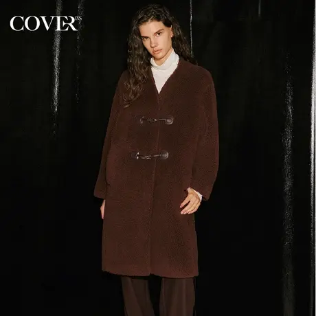 COVER2023冬季无领泰迪毛立体绣毛呢外套商品大图