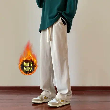 灯芯绒裤子男士秋冬季潮牌宽松垂感直筒卫裤男生阔腿加绒休闲长裤图片