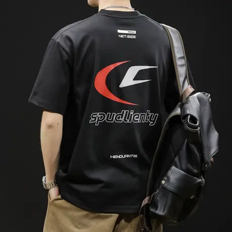 重磅230g短袖t恤男士夏季宽松大码男装黑色潮牌2024新款体恤男款商品大图