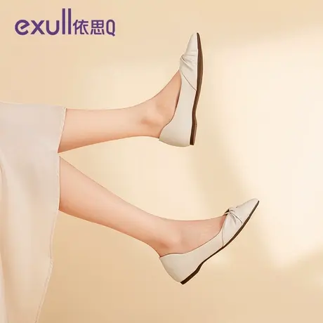 exull/依思Q平底女鞋2023新款秋季法式尖头浅口鞋子软底单鞋皮鞋商品大图