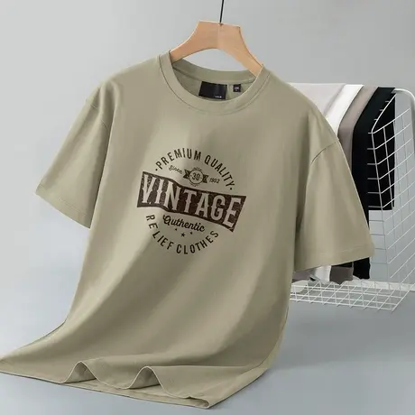 250g重磅美式纯棉短袖t恤男夏季宽松上衣服潮流印花半袖全棉体恤图片