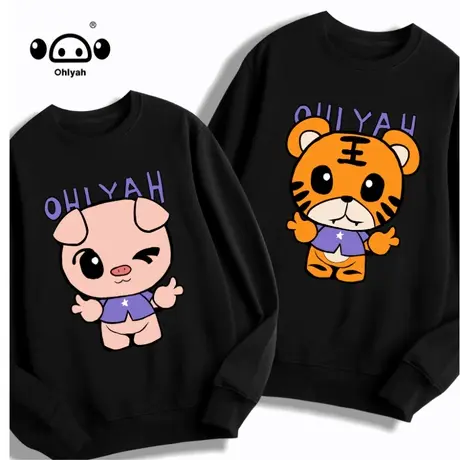 Ohlyah女装秋季黑色圆领卫衣女潮ins宽松韩版慵懒风外套长袖上衣商品大图