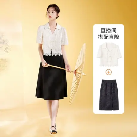 【直播间】香影新中式国风盘扣衬衫女2023秋季新款设计感衬衣镂空商品大图