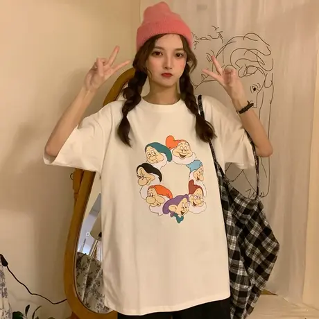 网红港风短袖t恤女设计感小众2020韩版宽松原宿风ins超火上衣服潮商品大图