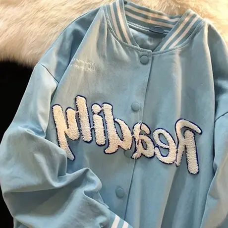 oversize外套女2021春秋小香风上衣开衫美式复古夹克棒球服ins潮图片