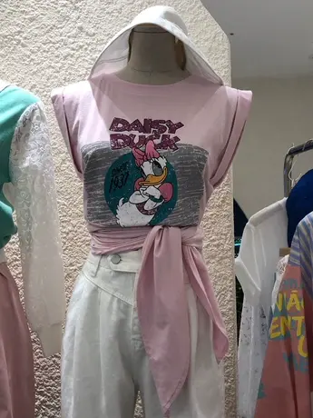 韩国东大门无袖t恤女夏季2020新款卡通印花系带宽松显瘦背心上衣图片