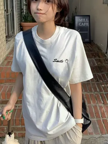 白色仿棉短袖t恤女夏季2023新款今年流行漂亮气质洋气减龄上衣服图片