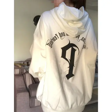 连帽卫衣女oversize小众高街潮牌ins春秋复古美式宽松慵懒风外套图片