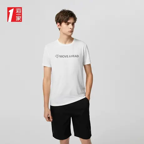 海一家运动体育短T新款舒适透气网眼简约印花短袖T恤男图片