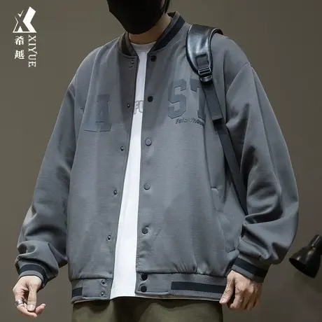 希越棒球服男款男士大码男生棉衣秋冬款新款男装加绒加厚外套男潮商品大图