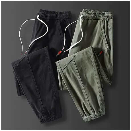 夏季薄款男士纯棉男裤子春秋款潮牌工装裤秋季束脚宽松九分休闲裤商品大图