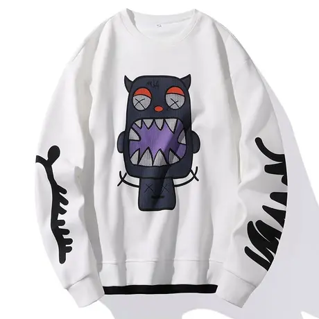 圆领无帽印花卫衣男生潮牌青年卡通宽松新款休闲百搭长袖内搭衣服商品大图