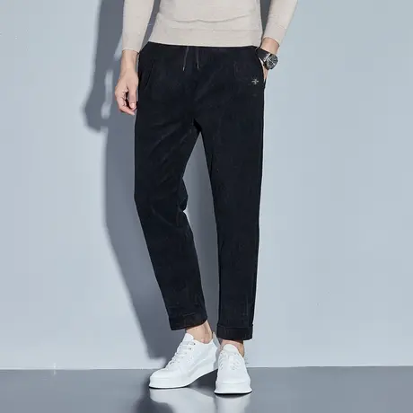 男士春秋款潮流裤子休闲直筒九分西裤春季百搭抽绳黑色运动长裤男商品大图