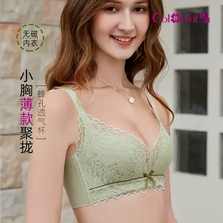 Colorful/多彩多姿内衣女小胸聚拢夏季薄款透气收副乳防下垂文胸商品大图