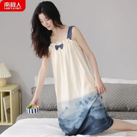 睡裙女夏季 纯棉 背心吊带性感无袖女士孕妇薄款清丽睡衣女款夏款图片