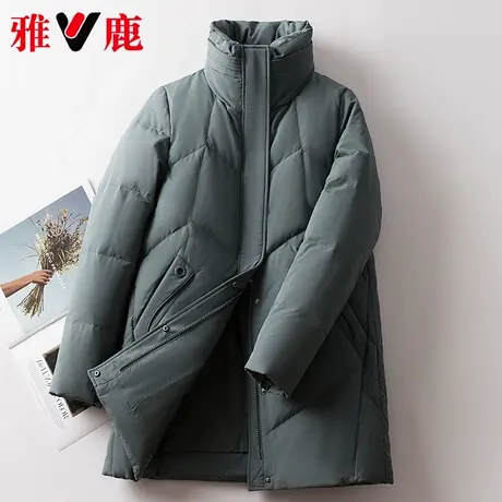 雅鹿羽绒服女中长款2021冬季新款保暖立领面包服百搭外套轻奢大牌商品大图