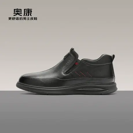 【门店发货】 奥康男鞋2022冬季新款高帮鞋商务真皮休闲一脚蹬鞋商品大图