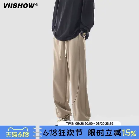 VIISHOW日系cityboy休闲裤男春秋季束脚抽绳松紧腰校园风运动裤子商品大图