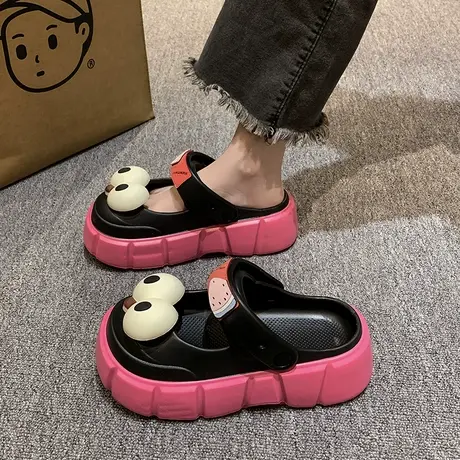 玛丽珍包头凉拖鞋女夏季2025新款厚底增高外穿卡通可爱大眼洞洞鞋商品大图