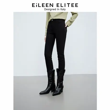 朗姿欧洲EiLEEN ELITEE2025年春季新款高级感长裤黑色休闲牛仔裤图片