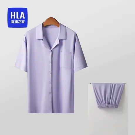 HLA/海澜之家女士短袖翻领家居服套装抗菌防螨宽松短裤睡衣可外穿商品大图