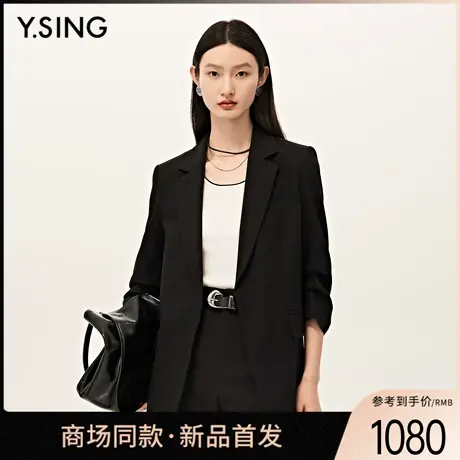 【商场同款】Y.SING衣香丽影2025秋黑色中长西装外套150721905商品大图