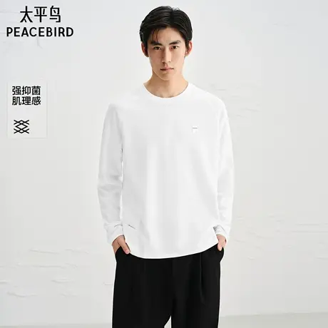 【商场同款】太平鸟男装 休闲T恤纯色重磅长袖休闲T恤 B2CPF3408商品大图