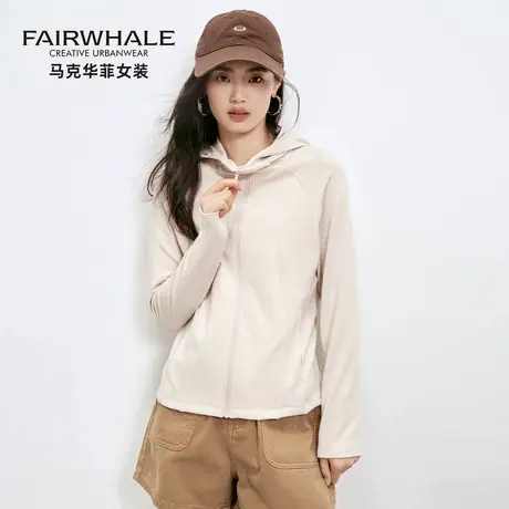 马克华菲天丝莱赛尔连帽休闲外套女短款2025新款修身显瘦开衫卫衣图片