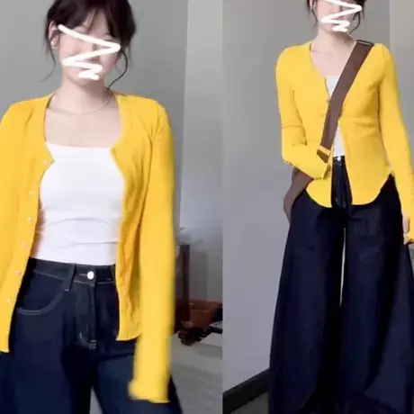 毛衣针织开衫外套女025新款早秋氛围感穿搭韩系修身短款长袖上衣商品大图