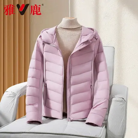 yaloo/雅鹿正品2025新款连帽轻薄短款修身休闲保暖羽绒服女款时尚商品大图