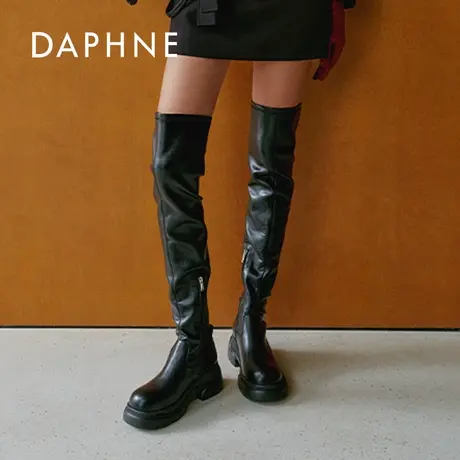 达芙妮云软过膝靴女2025新款秋冬时髦厚底瘦瘦靴增高弹力靴子女图片